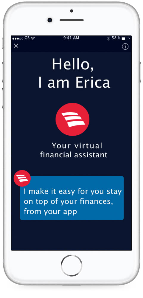 Hola, soy Erica, su asistente financiera virtual. Le facilito el estar al tanto de sus finanzas, desde su aplicaci&oacute;n.