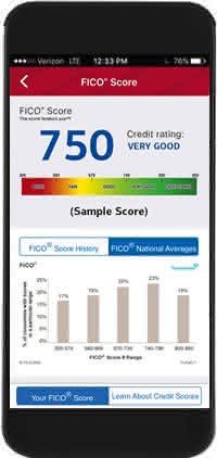 Mobile App image with sample FICO Score