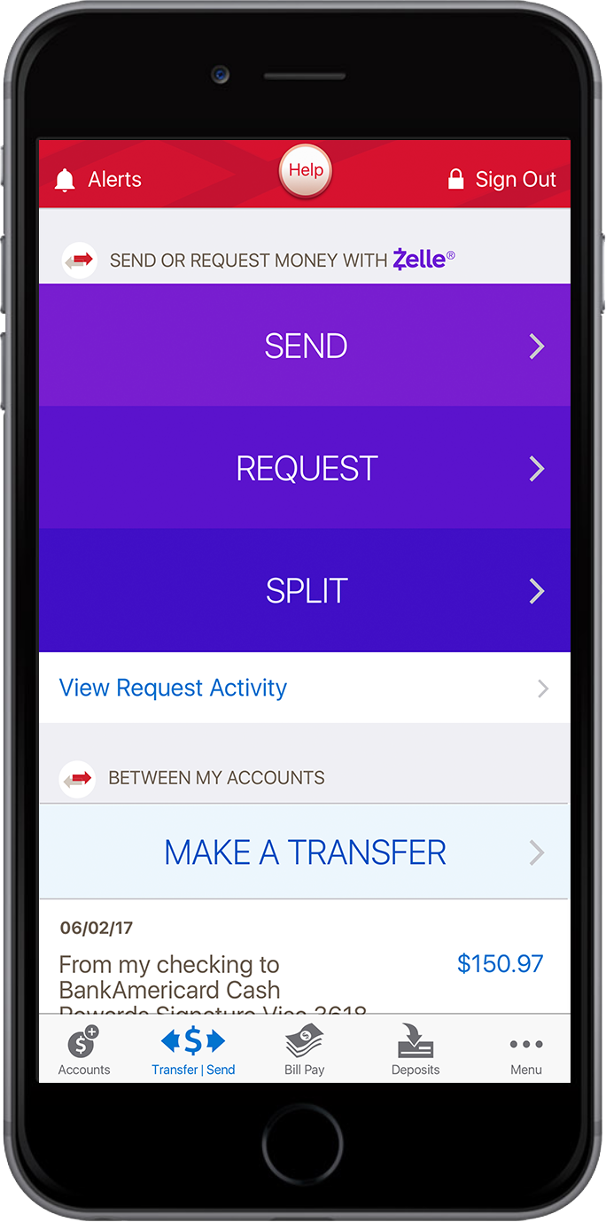 Mobile Banking Online Banking Features From Bank Of America - mobile app send receive money image