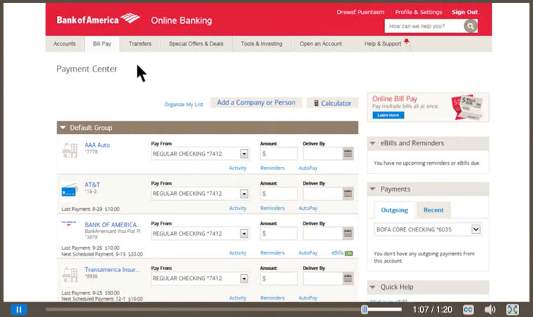 Bank of America Bill Pay Services – Login to Pay a Bill Online